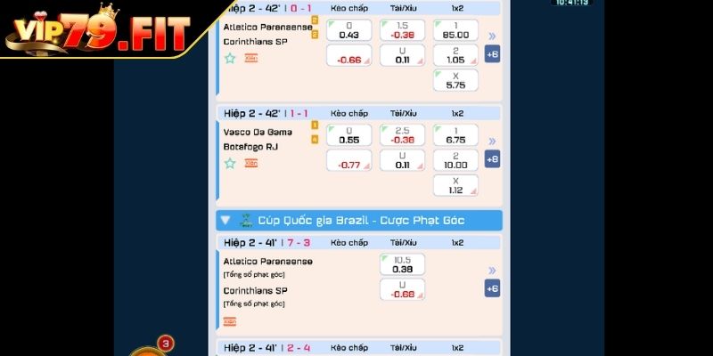 Hệ thống kèo cược đa dạng tại K Sport VIP79